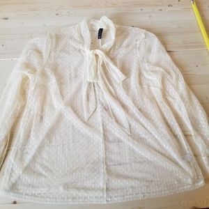 Lane Bryant Sheer Polka Dot Blouse